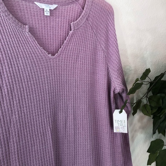 PLUS Time And Tru Purple Waffle Top - Picture 2 of 7